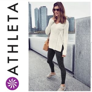 Athleta White Highline V Neck Tunic Sweater